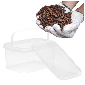 ВЕДРО ПРОЗРАЧНОЕ, прямоугольное ведро, 2,5 л, ПИЩЕВОЙ СЕРТИФИКАТ, крышка