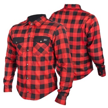 WOLF MĘSKA KOSZULA MOTOCYKLOWA Z KEVLAREM LS01 KOMPLET PROTEKTORÓW RED 2XL