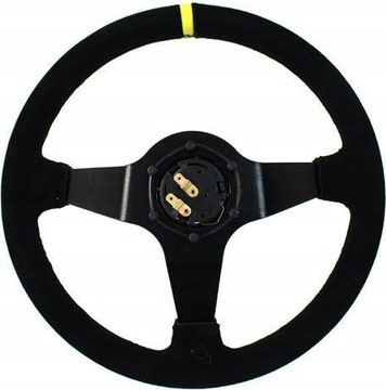 СЛАЙД СПОРТИВНЫЙ РУЛЬ АЛЮМИНИЕВАЯ ЗАМША ЧЕРНЫЙ ЖЕЛТЫЙ НАБА ПОЛОСКА BMW E46