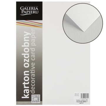 Karton Wizytówkowy A4 20 arkuszy 240G/m2, Płótno Biały