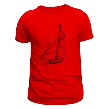 Sail Boat Męski T-shirt Czerwony M