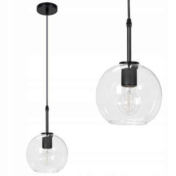 LAMPA WISZĄCA KULA SZKLANA PRZEZROCZYSTA CZARNA APP1176