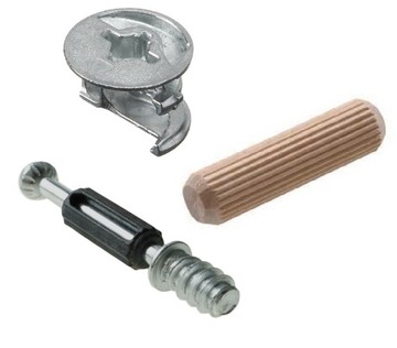 Złącze meblowe mimośrodowe dł 34 EURO + kołek 8x35