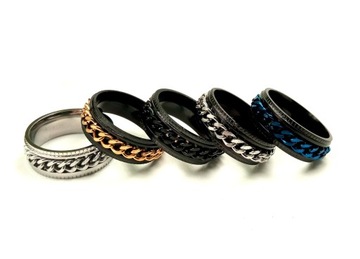 Кольцо с печаткой, обручальное кольцо, нержавеющая сталь, цепочка