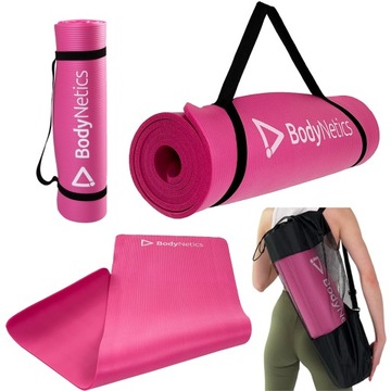 MATA FITNESS ĆWICZEŃ KARIMATA RÓŻ GRUBA 180x60x1cm
