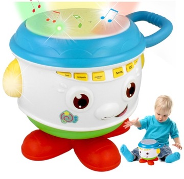 Interaktywny Bębenek Obrotowy Projektor Światła LED Muzyka Instrument