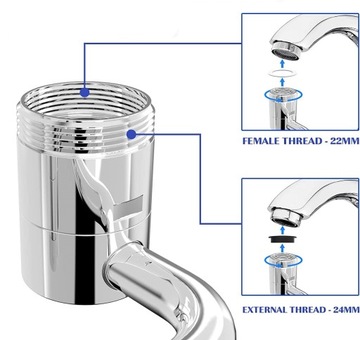 ПОВОРОТНЫЙ НА 1080° ЛАТУННЫЙ КРАН АЭРАТОРА, УДЛИНИТЕЛЬ СЕРЕБРЯНЫЙ МЕТАЛЛ