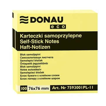 Kostka Karteczki 76x76 DONAU samoprzylepne 100 kartek