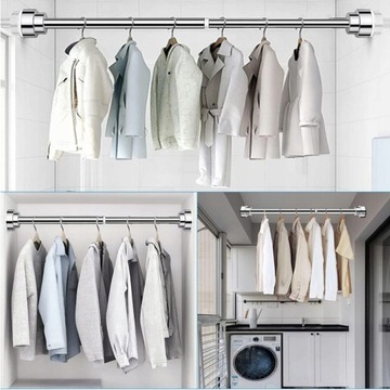 ВЕШАЛКА ДЛЯ ОДЕЖДЫ ТЕЛЕСКОПИЧЕСКАЯ РЕЛЬС БЕЗ СВЕРЛЕНИЯ 85-140 НЕРЖАВЕЮЩАЯ СТАЛЬ