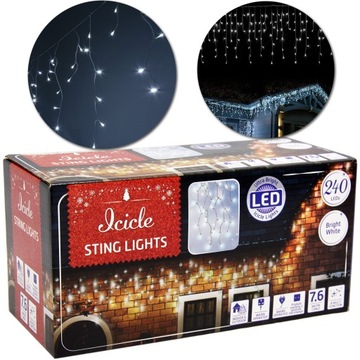 Girlanda zewnętrzna sople kurtyna zasłona 240 LED