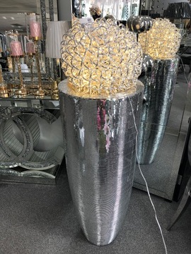 Серебряный зеркальный цветочный горшок из полирезина, высота 105 см.