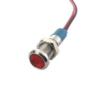 Kontrolka LED 8mm 12V metalowa czerwona