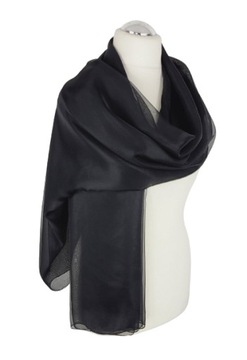 368 Duży zwiewny szal na sukienkę CZARNY silk