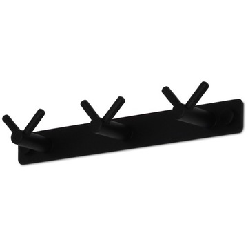 WIESZAK NA RĘCZNIKI CZARNY WIESZAK ŚCIENNY DO ŁAZIENKI 3 HAKI 22CM SOLIDNY