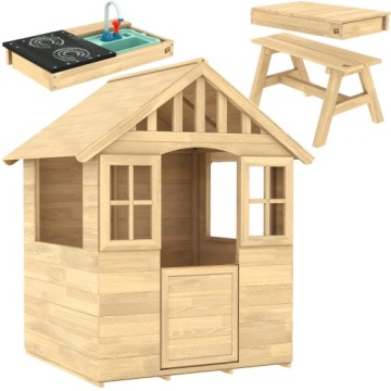 САДОВЫЙ ДОМИК С КУХНЕЙ И ДЕРЕВЯННЫМ СТОЛОМ 4в1 ДЛЯ ДЕТЕЙ TP Toys