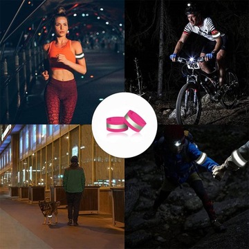 2 регулируемых светоотражающих ленты, светоотражающий браслет для бега, розовая липучка