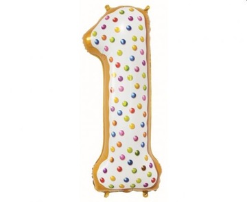 Balon foliowy Cyfra 1, ciasteczko, 78 cm Urodziny
