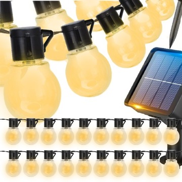 GIRLANDA SOLARNA 5M OGRODOWA ŚWIETLNA 20 ŻARÓWEK NA BALKON ŁAŃCUCH KULKI