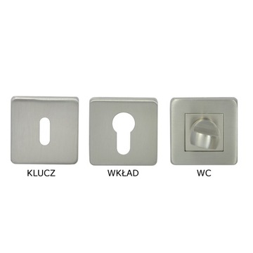 KLAMKA DRZWIOWA STAL NIERDZEWNA KOMPLET ROZET INOX