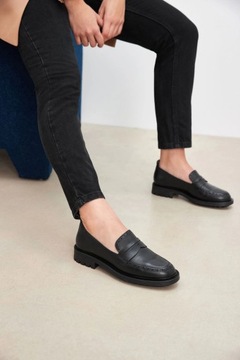 FOREVER COMFORT LEATHER BROGUE DETAIL CHUNKY LOAFERS MOKASYNY SKÓRZANE R.43