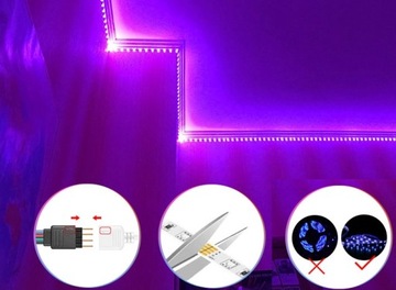 Taśma LED 15m RGB 5050 Bluetooth Pilot Aplikacja Zestaw Ledy SMD 30led/m