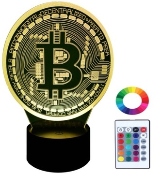 Lampka Nocna Prezent BITCOIN 3D Led Imię