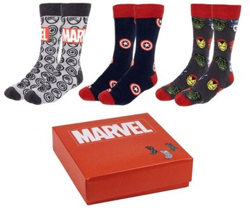 Skarpetki męskie bawełniane 3 pary kolekcja MARVEL w pudełku na prezent