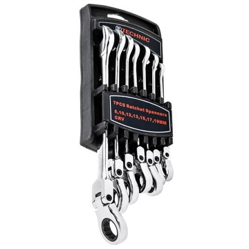 КЛЮЧИ С ТРЕЩОТКОЙ, 8–19, 7-ЭЛЕМЕНТНЫЕ, ШАРНИРИРОВАННЫЕ, CRV СТАЛЬ