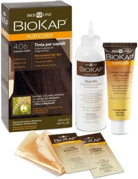 BIOKAP NUTRICOLOR 4.06 Kawowy brąz 140 ml