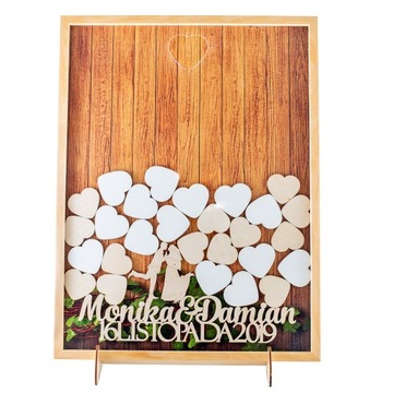 ГОСТЕВАЯ КНИГА РАМКА С ИЗОБРАЖЕНИЕМ СВАДЕБНЫЕ СЕРДЕЧКИ