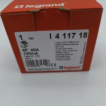LEGRAND WYŁĄCZNIK TX P304 40A/100MA 4P RÓŻNICOWOPRĄDOWY