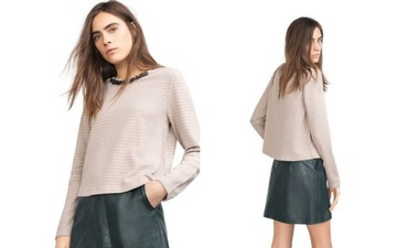 ZARA 36 S bluzka żakardowa nude cielista