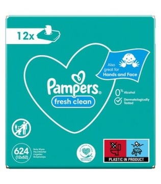 Pampers Fresh Clean 12 x 52 szt. Chusteczki nawilżane 624szt.