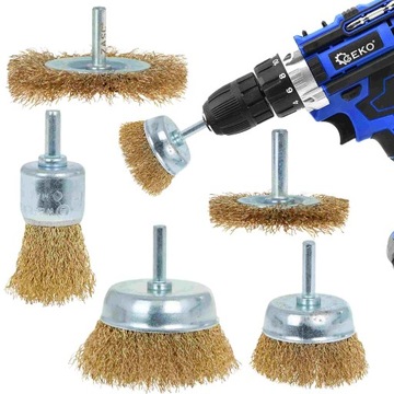 НАБОР ПРОВОЛОЧНЫХ ЩЕТОК ДЛЯ ДРЕЛЬ, ОТВЕРТОК, СТАЛЬ, МЕТАЛЛ, ДЕРЕВО, 5 шт.