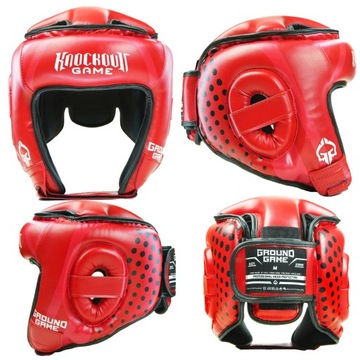 Kask Kickboxing Treningowy/Na zawody Ground Game CZERWONY r. S