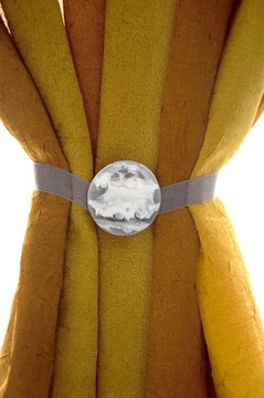 Зажим-застежка магнитная пряжка круг серый мрамор для штор