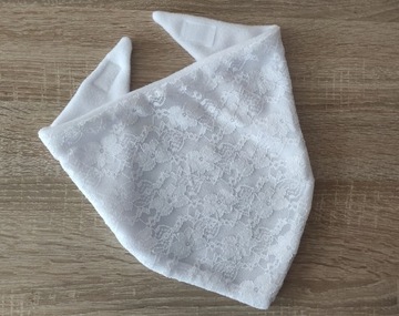 KELLO - Chustka 56-86 cm chrzest BIAŁA i ECRU