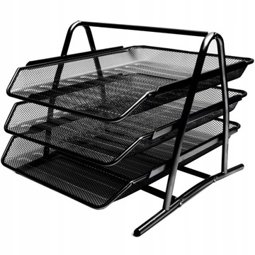 Офисный органайзер из металлической сетки с 3 отделениями.