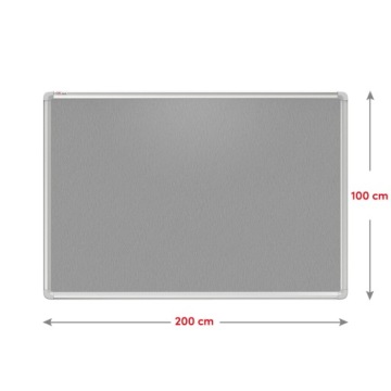 Текстильная доска 200x100 см GREY алюминиевая рама