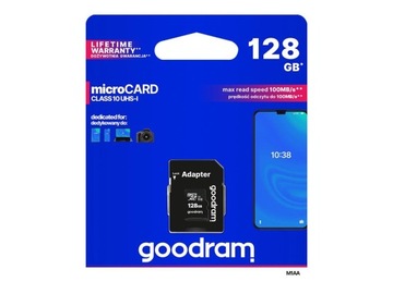 Карта памяти GOODRAM Micro SDXC 128 ГБ, класс 10 UHS-I + адаптер