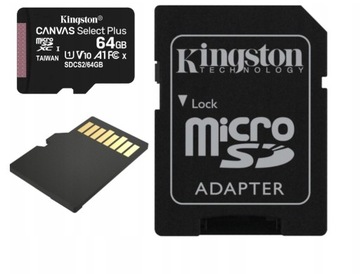 SD-карта Kingston 64 ГБ microSDXC Canvas Select Plus, 100 МБ/с