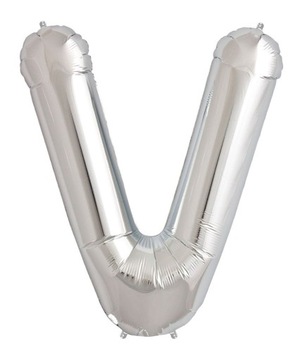 SREBRNY BALON KSZTAŁT LITERY 40CM SREBRNA LITERA V