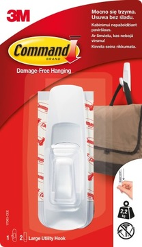 HAK SAMOPRZYLEPNY Uchwyt ŚCIENNY duży biały do 2.2kg HACZYK Command - 3M