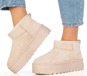 БЕЖЕВЫЕ БОТИНКИ НА УТЕПЛЕННОЙ ПЛАТФОРМЕ 41