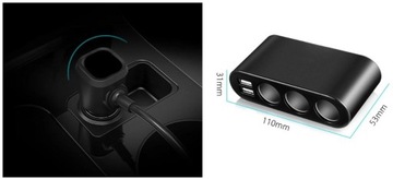 РАСПРЕДЕЛИТЕЛЬ ЗАЖИГАЛКИ ТРОЙНИКА 12-24В 2xUSB 120Вт