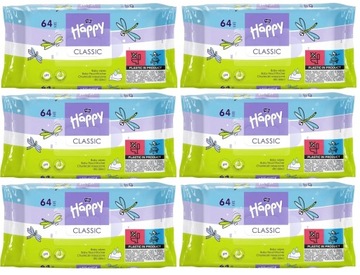 Zestaw: 6 x Chusteczki Happy Classic 64 szt.