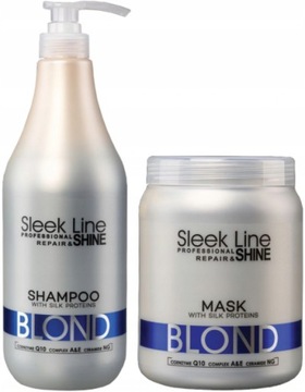 Stapiz ZESTAW XXL Sleek Line Repair Blond Szampon 1000ml + Maska 1000ml