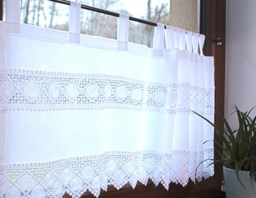 Заздростка Гипюровая белая подтяжка Штора для кухни высота 45 см
