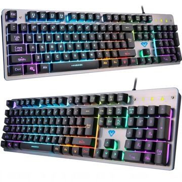 KLAWIATURA GAMINGOWA PODŚWIETLANA LED RGB USB DLA GRACZY PRZEWODOWA CZARNA