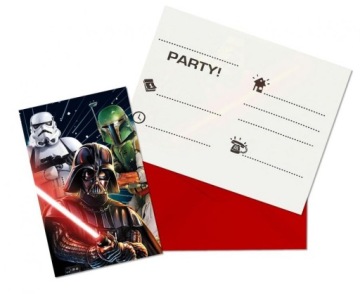 Запрошення з конвертом STAR WARS для дітей vader день народження паперовий 6 шт.